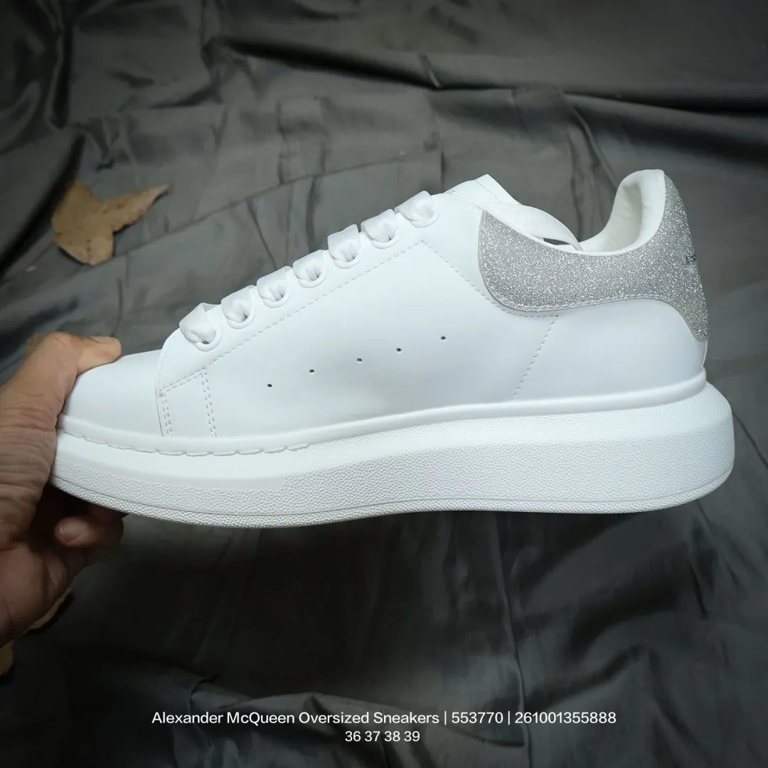 Alexander McQueen Lambskin Glossy Sneakers in White · view 3