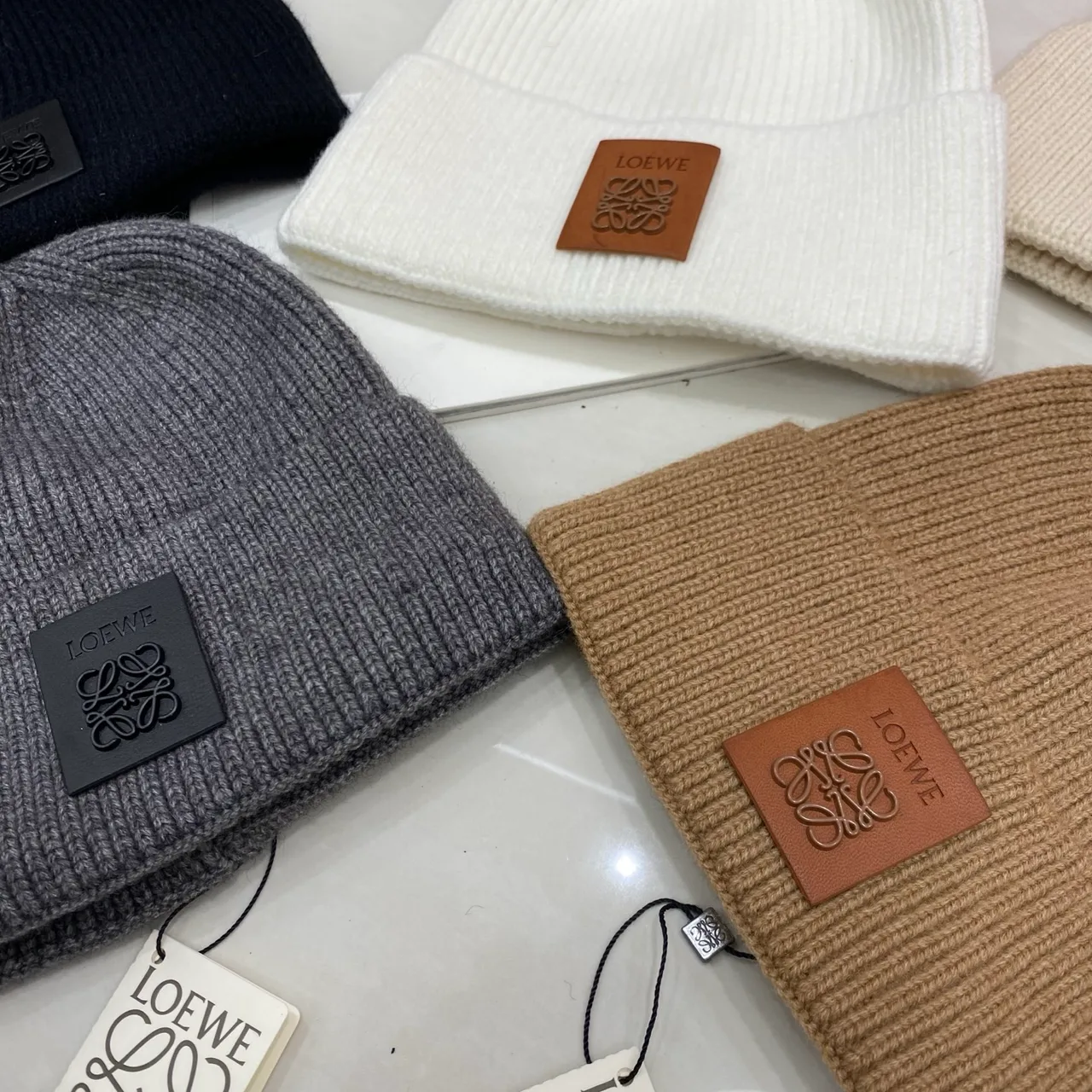 Loewe Beanie in Black & White & Beige & Grey & Brown · view 5