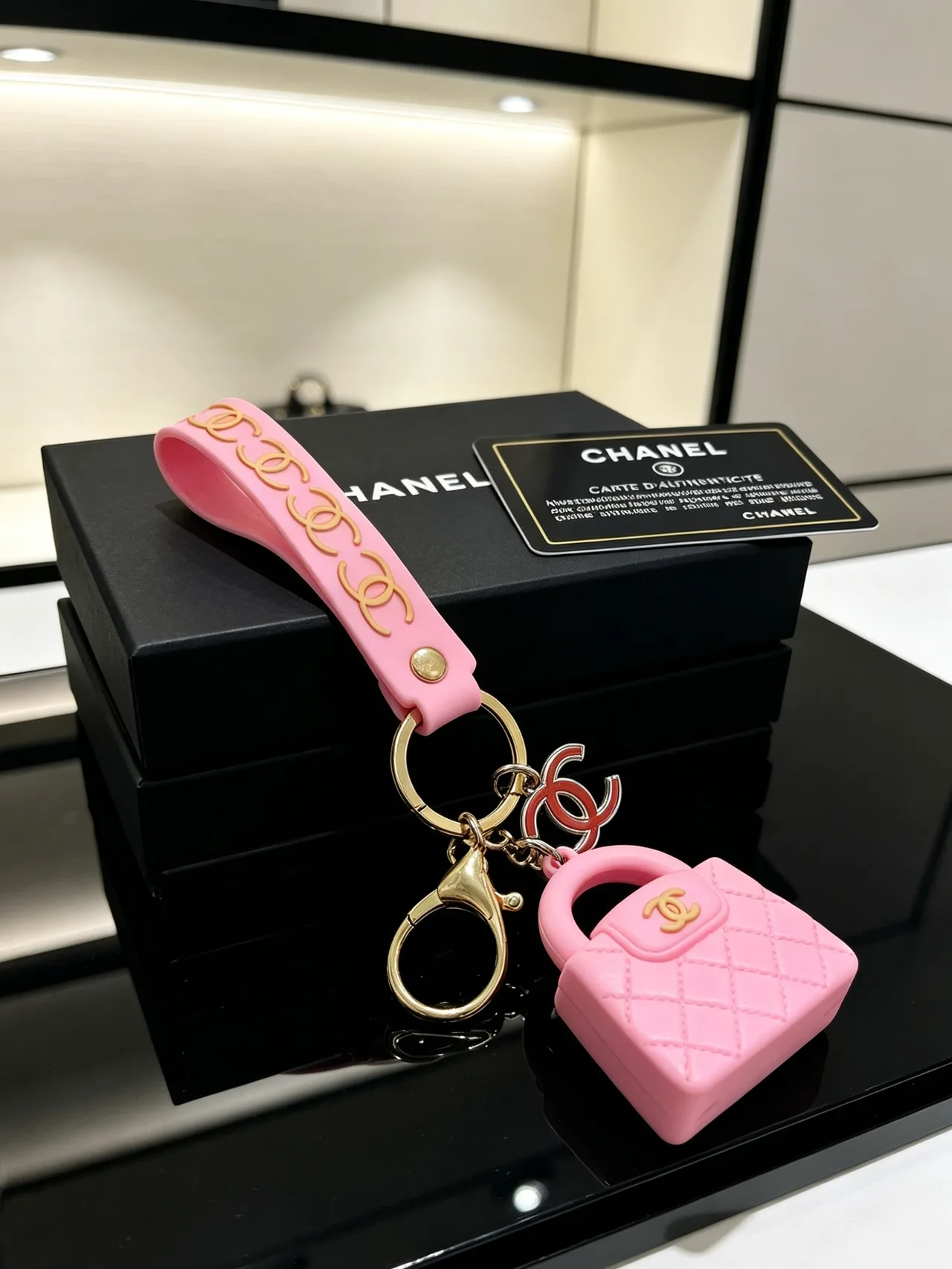 Chanel Mini Bag Keychain in Pink · view 6