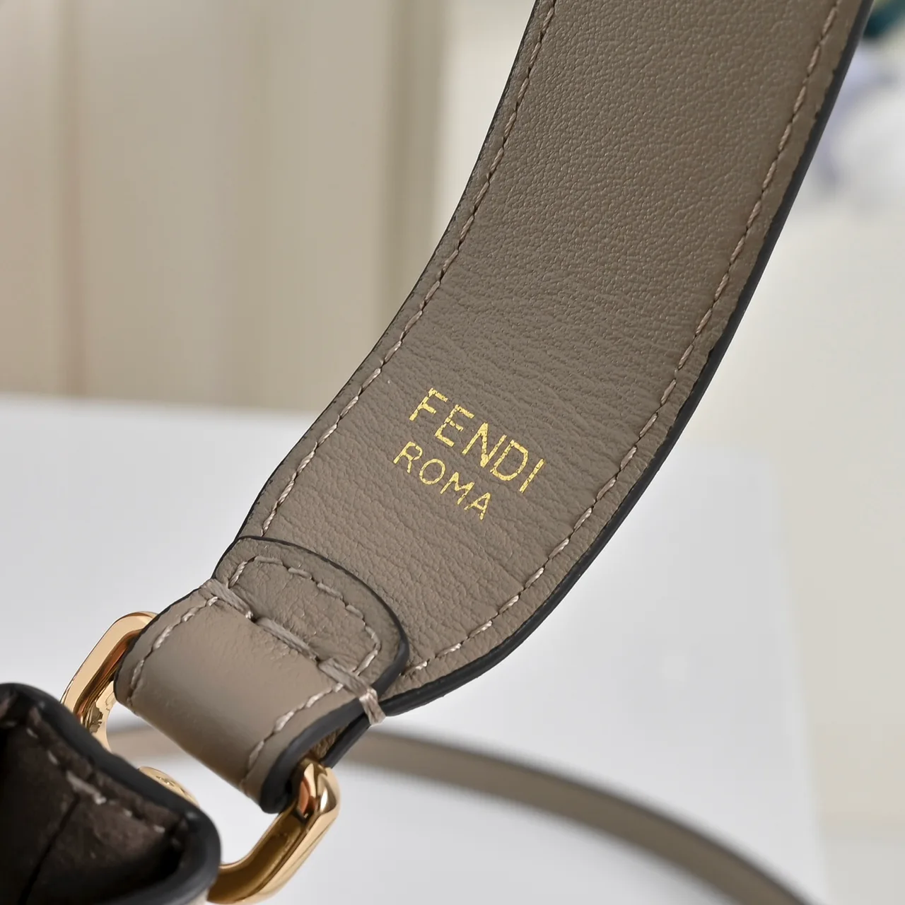 Fendi Calfskin Embroidered Bucket Bag in Beige · view 4