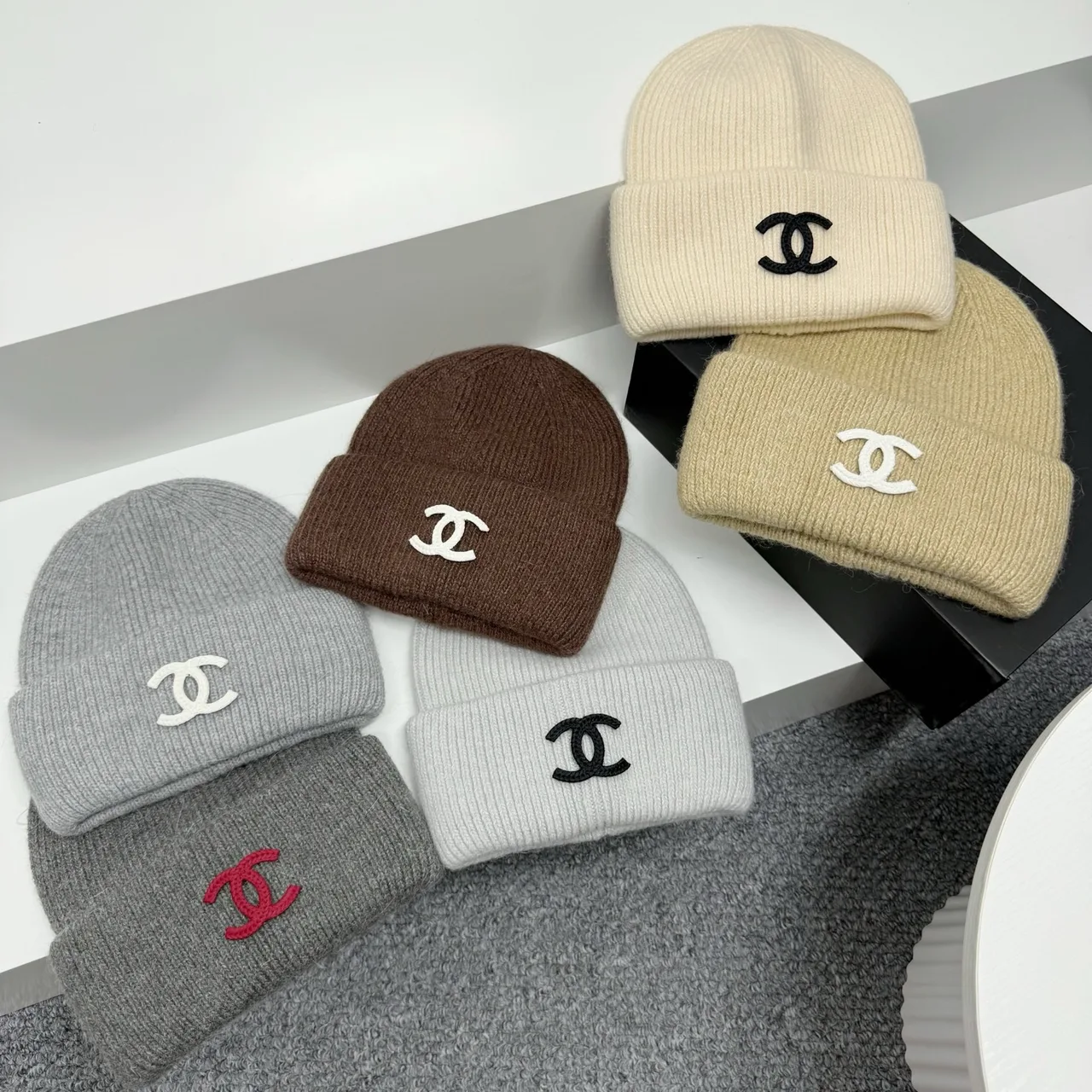 Chanel Beanie in Grey & Purple & Yellow & White & Blue & Pink & Green & Beige & Brown & Red & Black & Burgundy · view 1