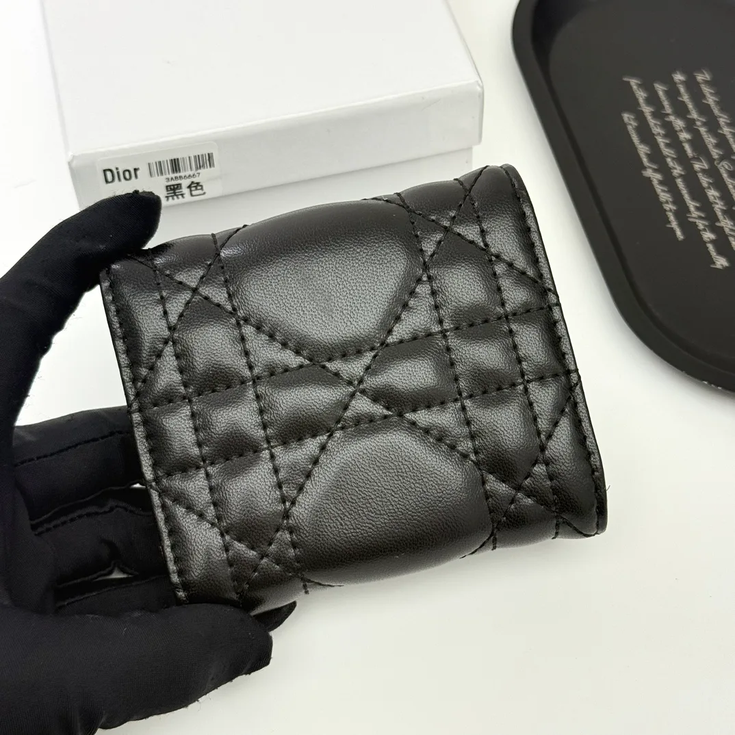 Dior Sheepskin Quilted Glossy Wallet in Black · view 4