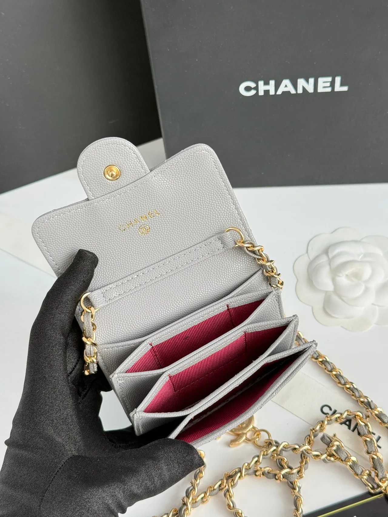 Chanel Quilted Wallet in Grey · view 8