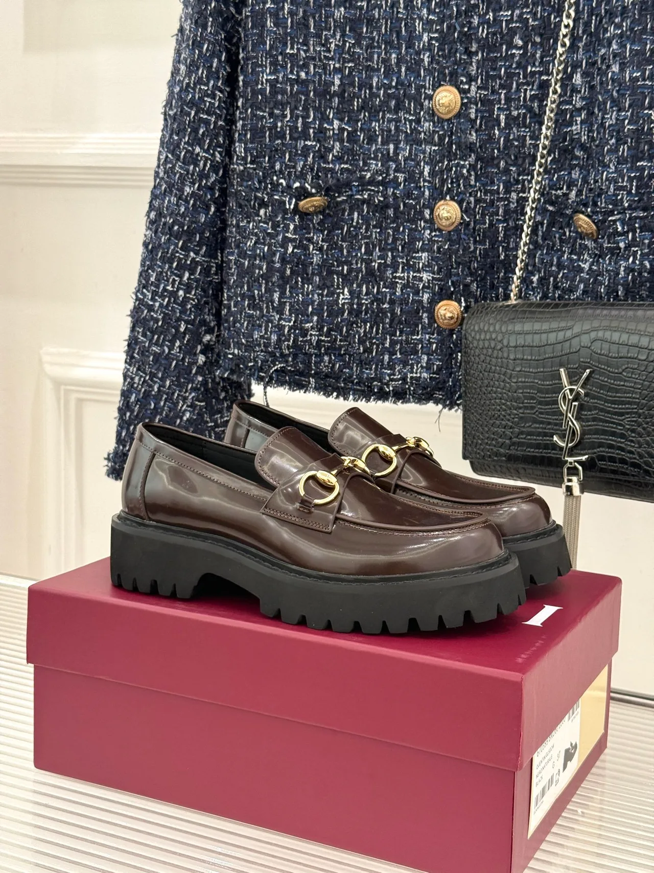 Gucci Horsebit Lug Loafers in Brown · view 1
