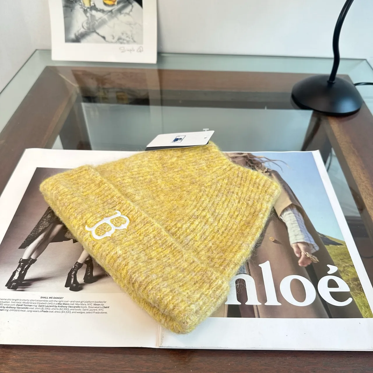 MLB Ribbed Embroidered B Monogram Beanie in Yellow · view 5