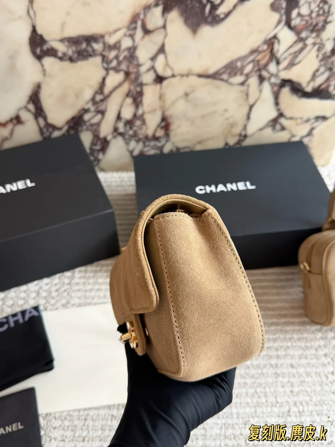 Chanel Quilted Clutch in Beige · view 3