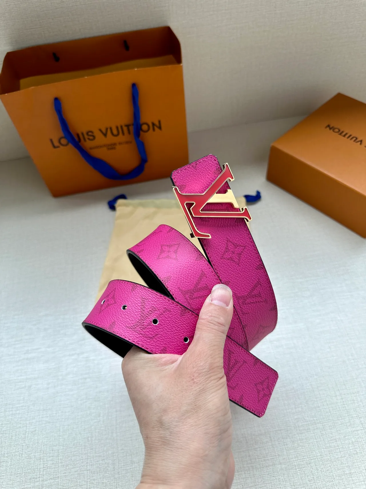 Louis Vuitton Canvas Belt in Pink · view 8