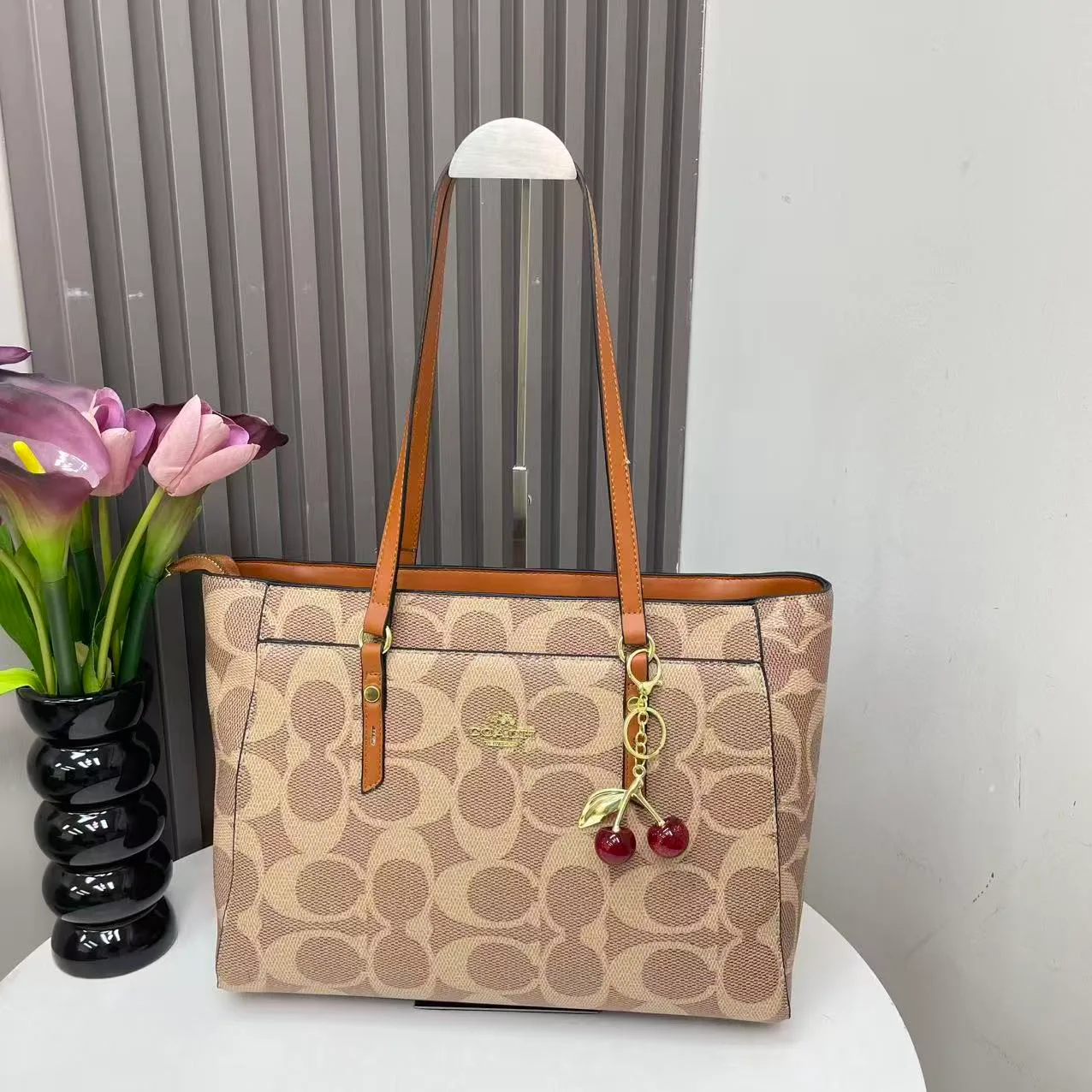 Coach Zip Tote in Black & Brown & Beige & Cream & Pink & White · view 3