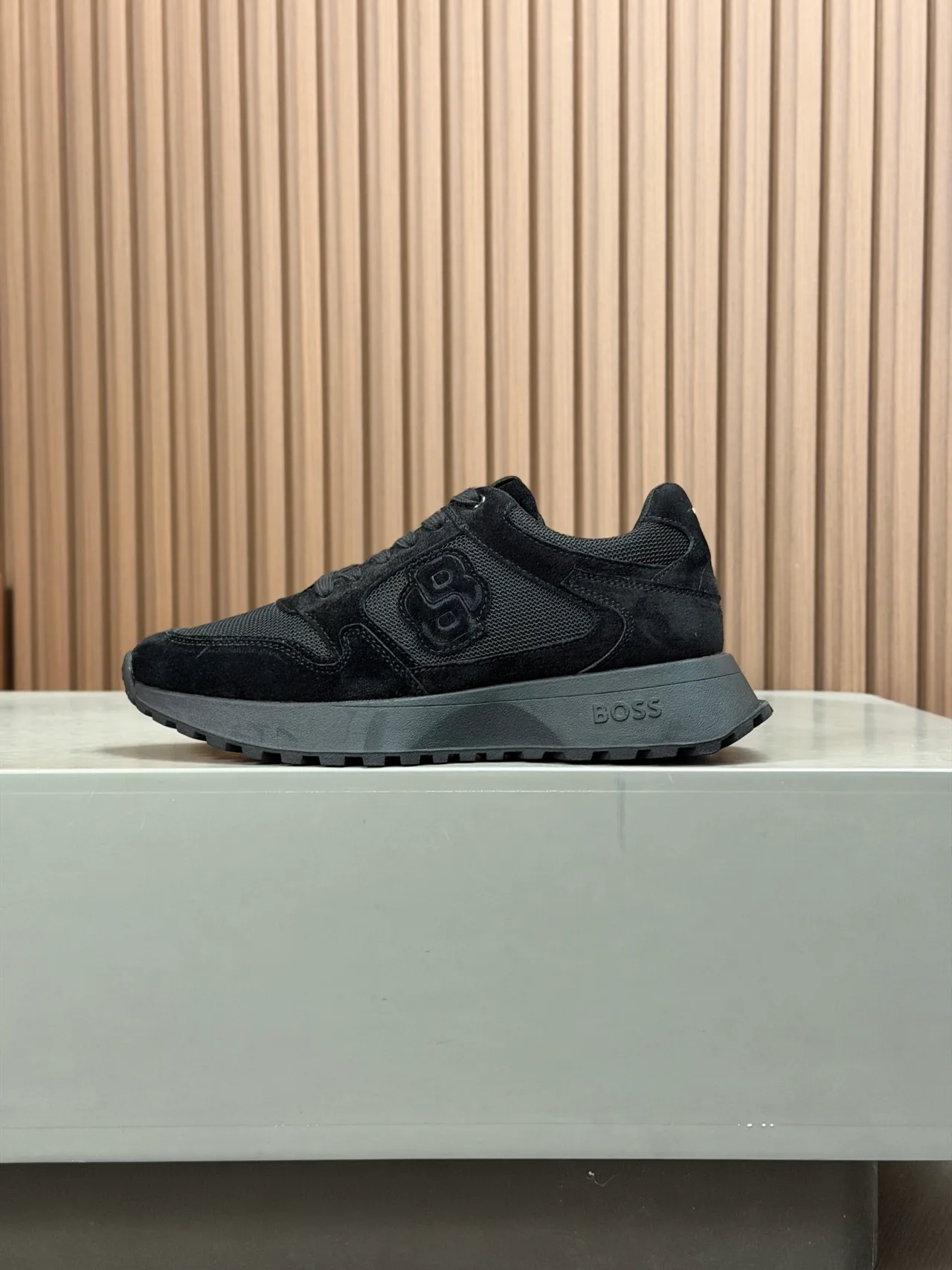 Boss Calfskin Sneakers in Black · view 3