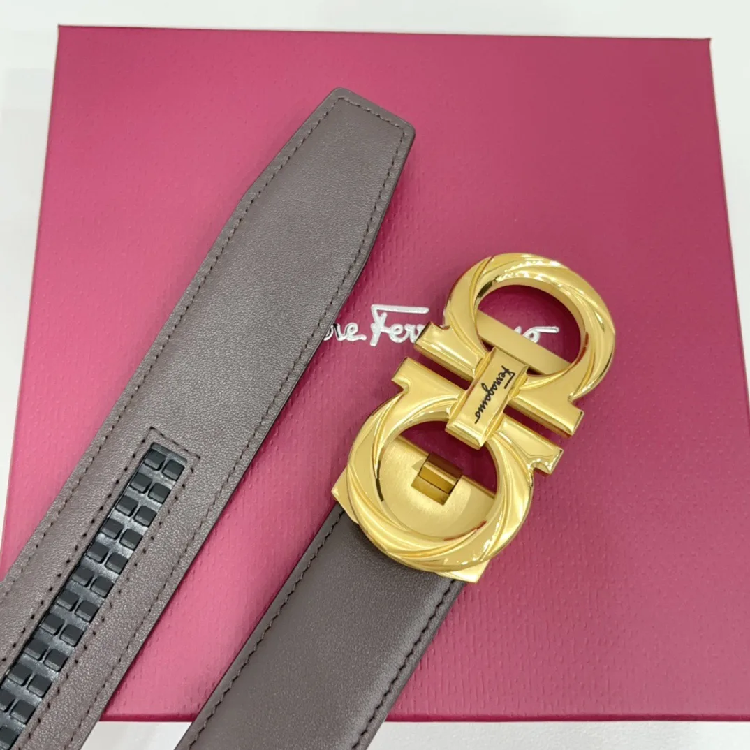 Ferragamo Calfskin Glossy Belt in Brown · view 6
