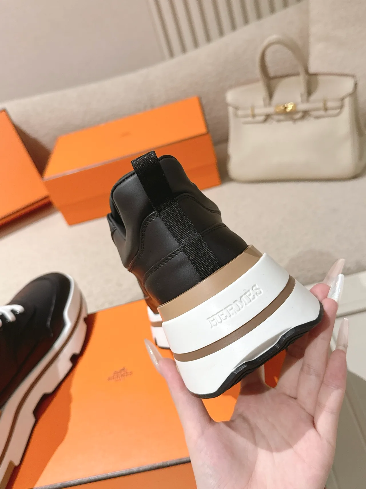 Hermes Calfskin Sneakers in Black · view 8