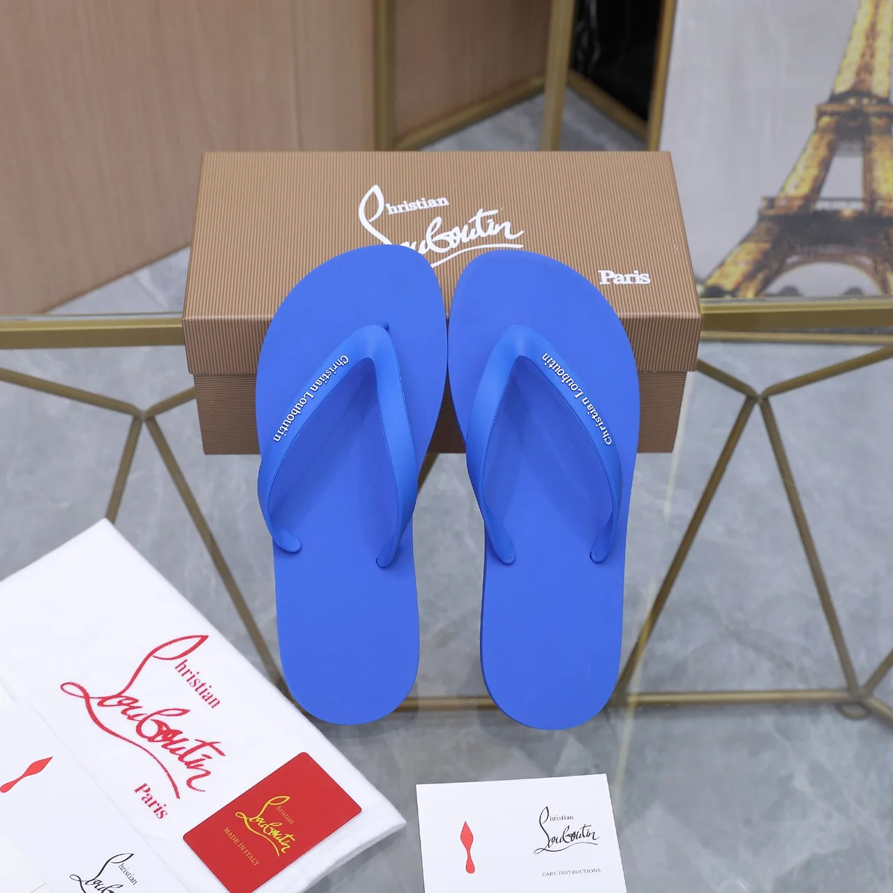 Christian Louboutin Flip-Flops in Blue & Green & Pink & Yellow · view 7