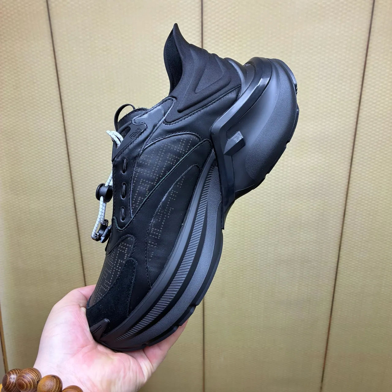 Fendi Round-Toe Sneakers in Black · view 7