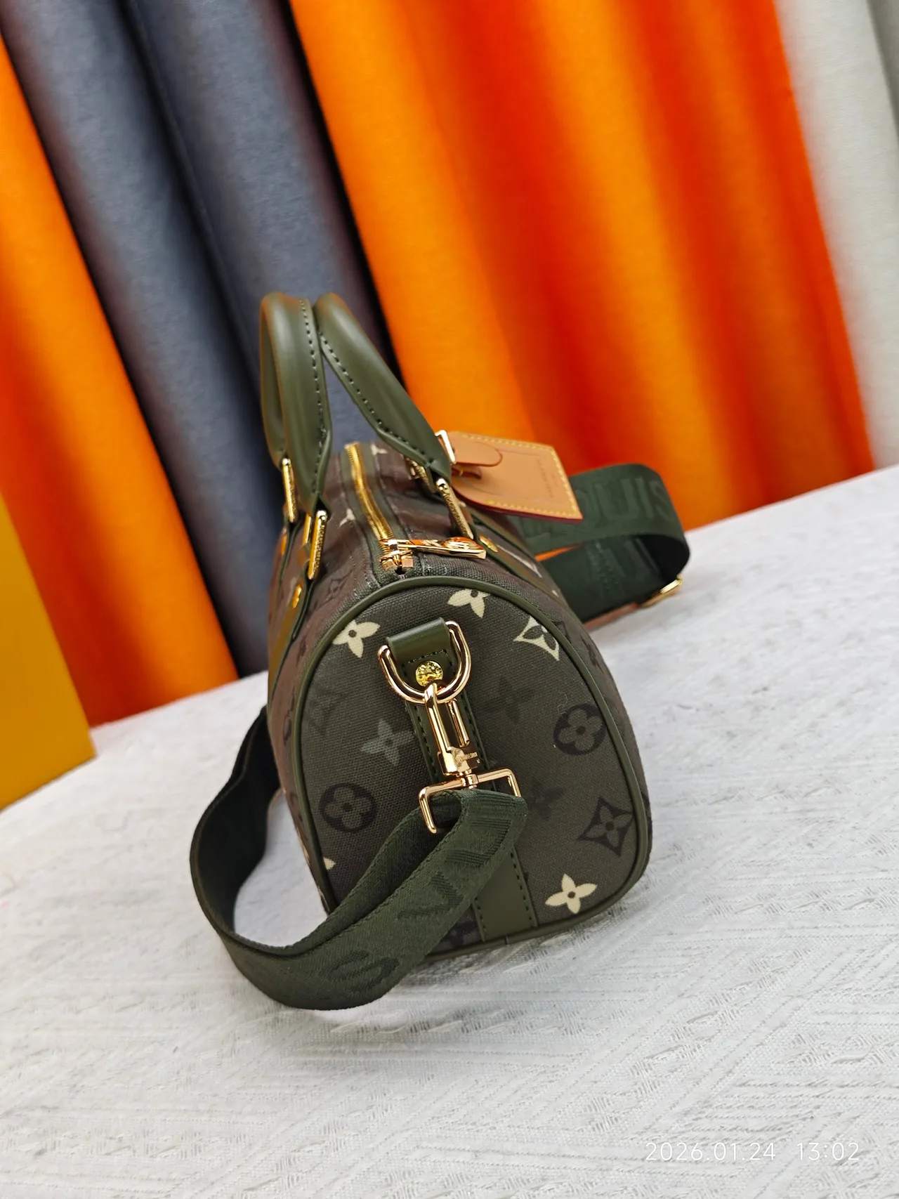 Louis Vuitton Canvas Top-Handle Bag in Green · view 3