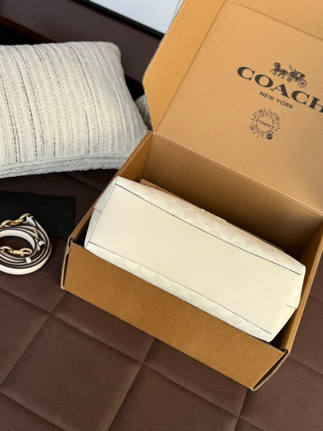 Coach Glossy Hobo Bag in White · view 3