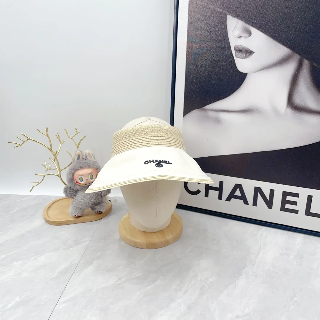 Chanel Embroidered Visor in Cream · view 1