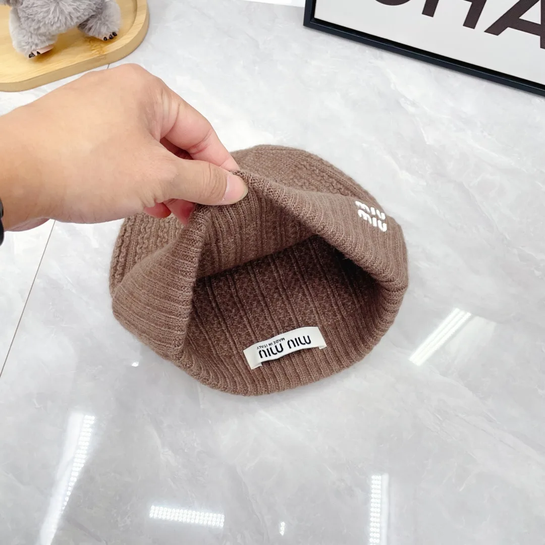 Miu Miu Wool Embroidered Hat Scarf and Gloves Set in Brown · view 6