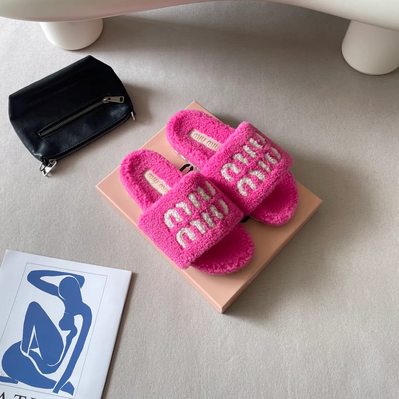 Miu Miu Wool Slippers in Pink · view 1