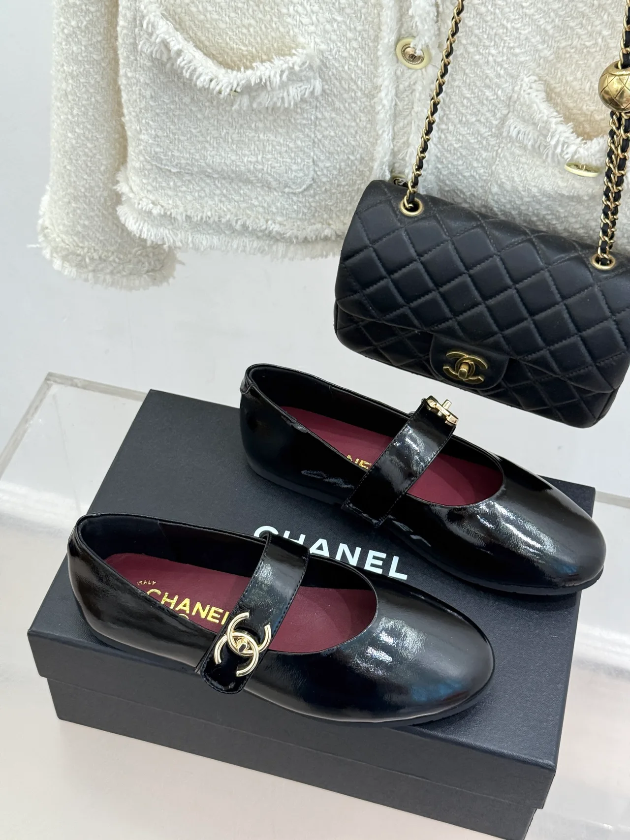 Chanel Cowhide Denim Mary Jane Shoes in Black · view 3