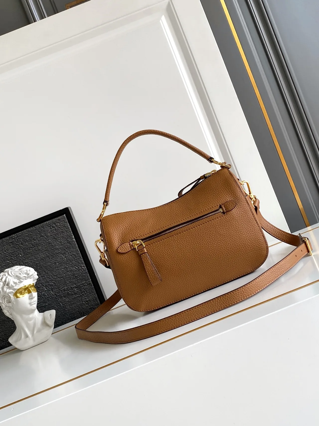 Prada Calfskin Hobo Bag in Brown · view 3