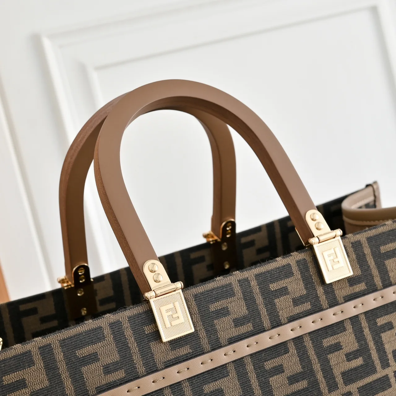 Fendi FF Monogram Logo-Letter Top-Handle Tote in Brown · view 3