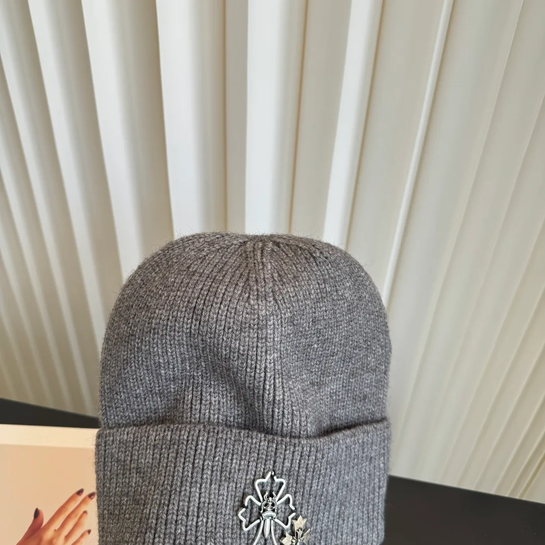 Chrome Hearts Ribbed Beanie in Grey · view 6