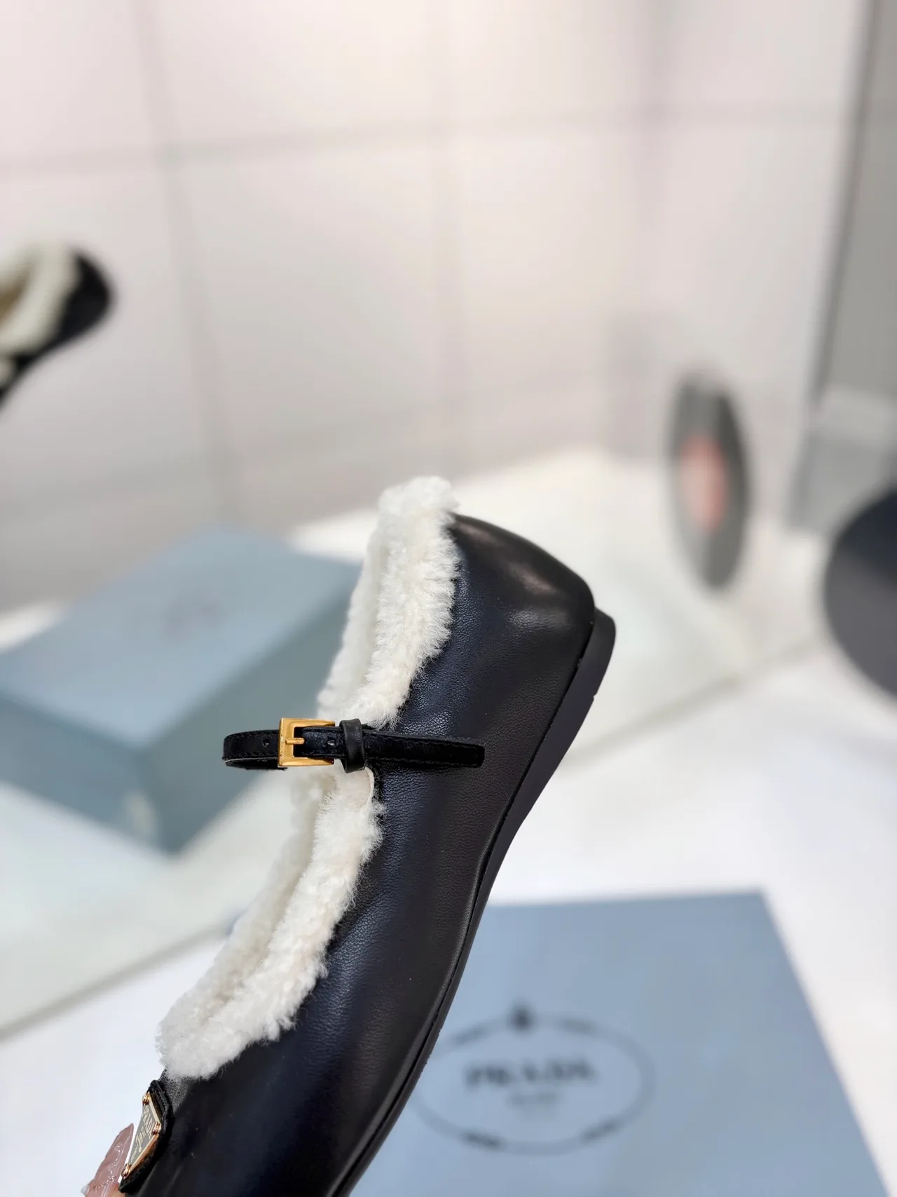 Prada Smooth Mary Jane Shoes in Black · view 7