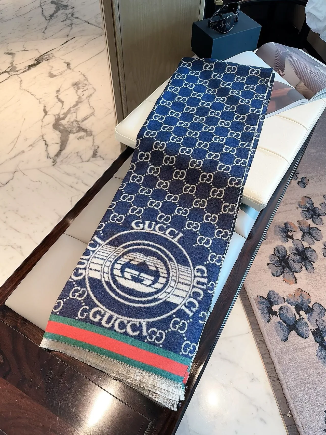 Gucci GG Scarf in Pink & Blue · view 2