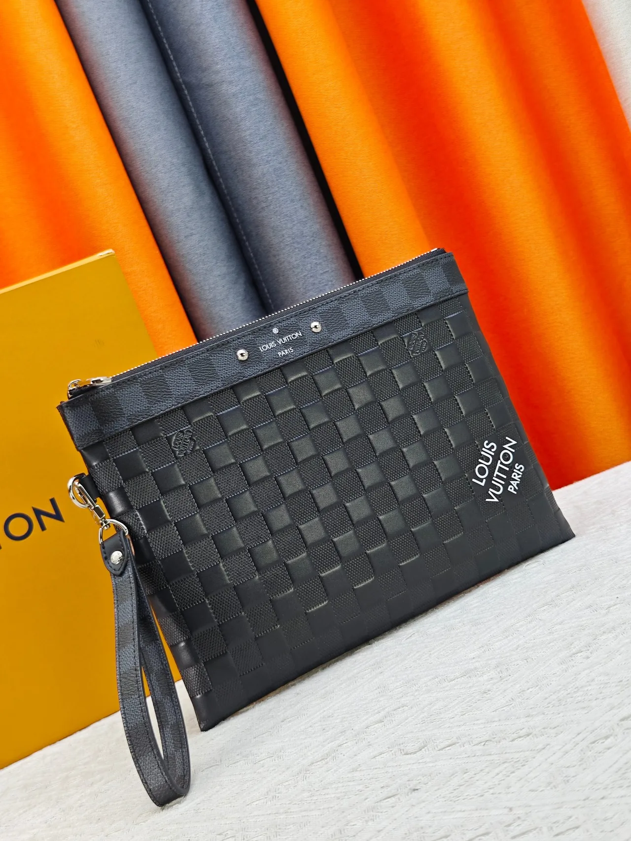 Louis Vuitton Canvas Woven Wristlet Pouch in Black · view 2