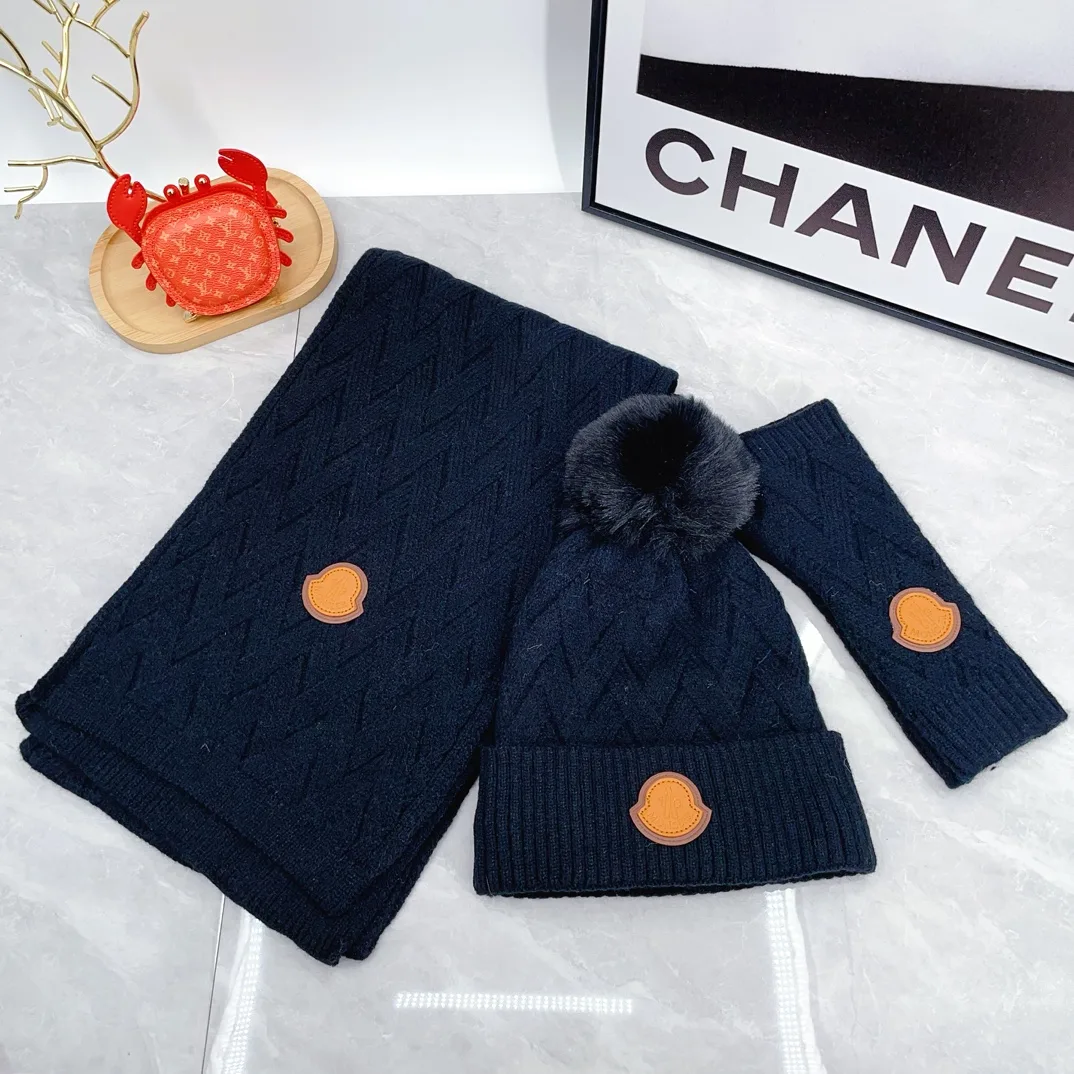 Moncler Wool Hat Scarf and Gloves Set in Blue · view 1