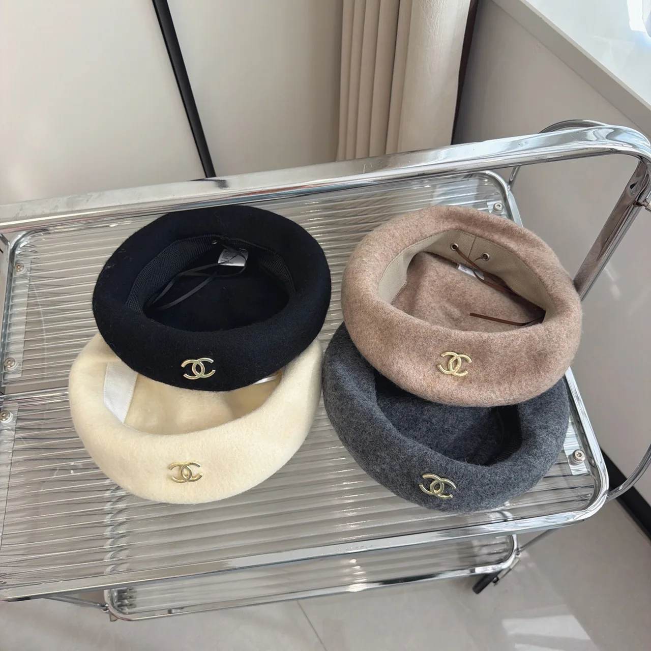 Chanel CC Beret in Grey & Cream & Black · view 7