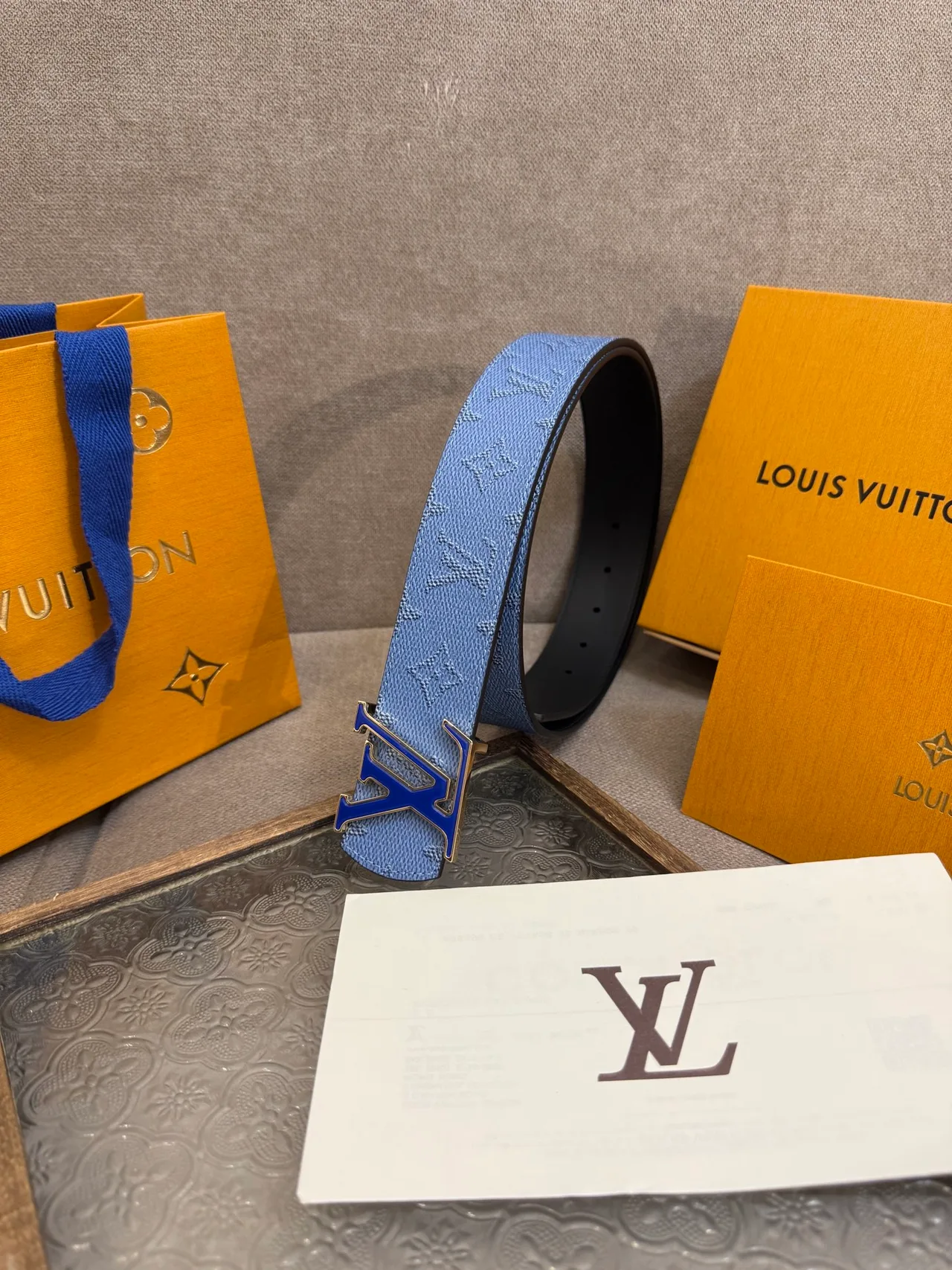 Louis Vuitton Leather Reversible Belt in Blue · view 4