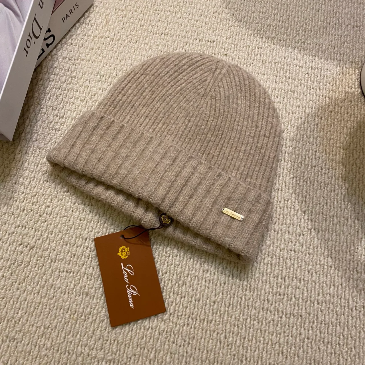 Loro Piana Beanie in Black & White & Beige & Orange & Grey & Brown · view 3