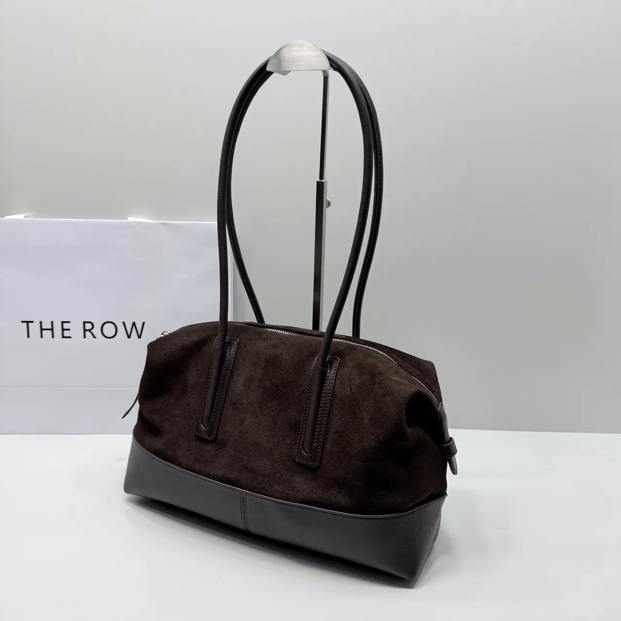 The Row Cowhide Suede Suede-Look Bowling Shoulder Bag in Brown · view 4