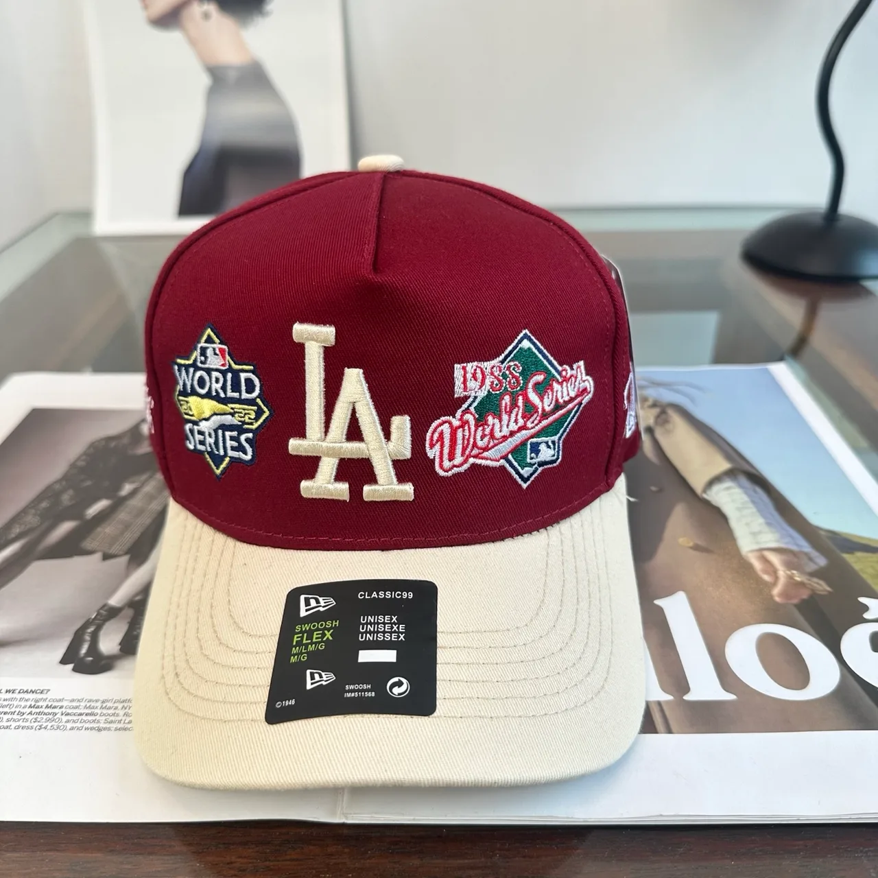 New Era Embroidered Baseball Cap in Burgundy · view 1