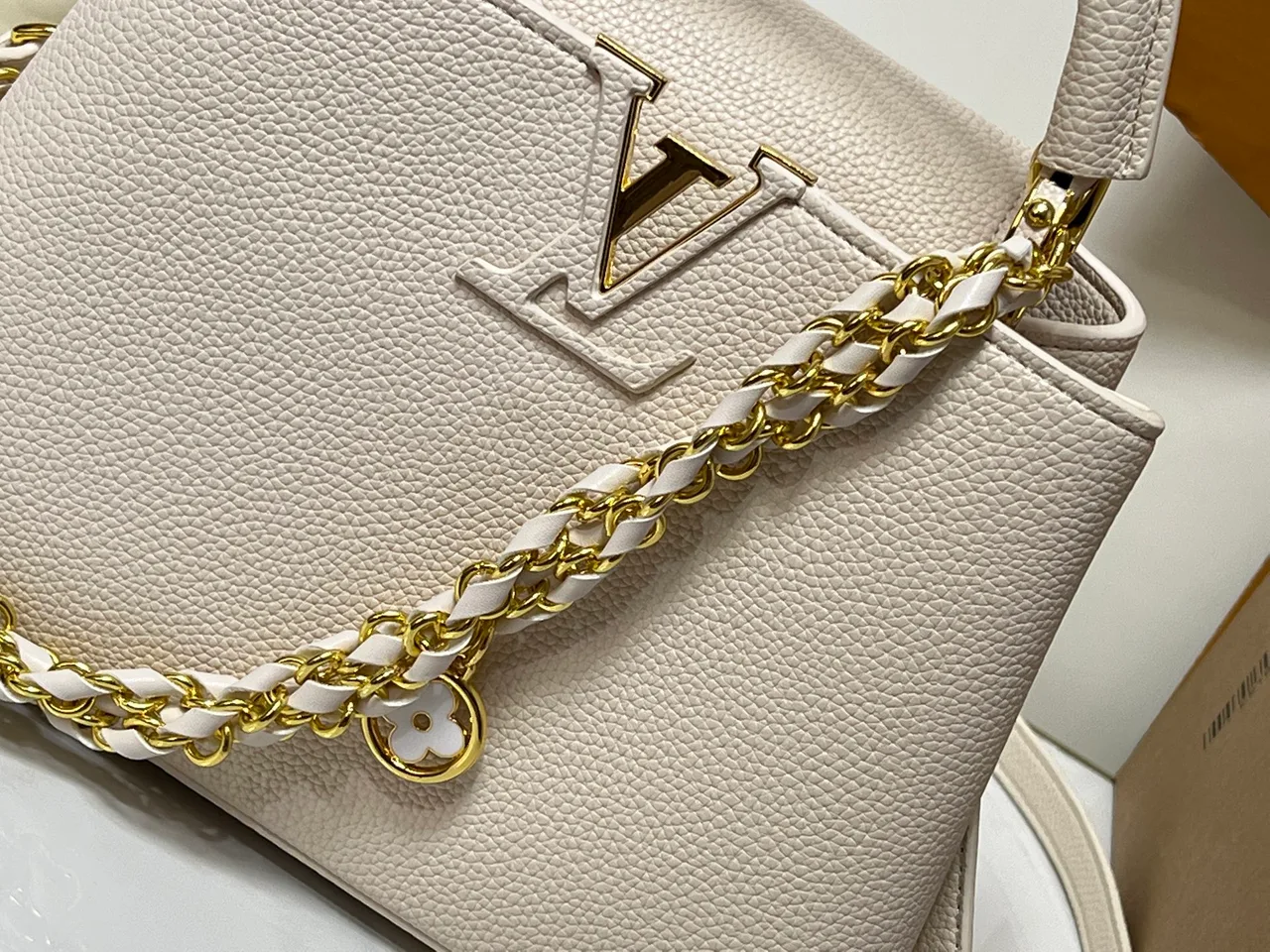 Louis Vuitton Cowhide Top-Handle Bag in White · view 5