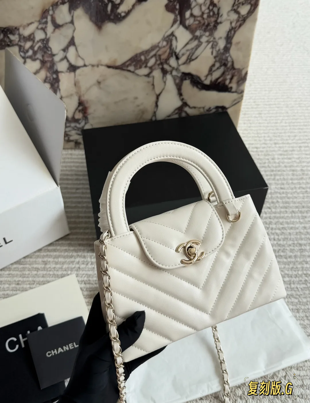 Chanel Kelly Top-Handle Bag in Black & Silver & Burgundy & White & Gold & Pink & Blue · view 4