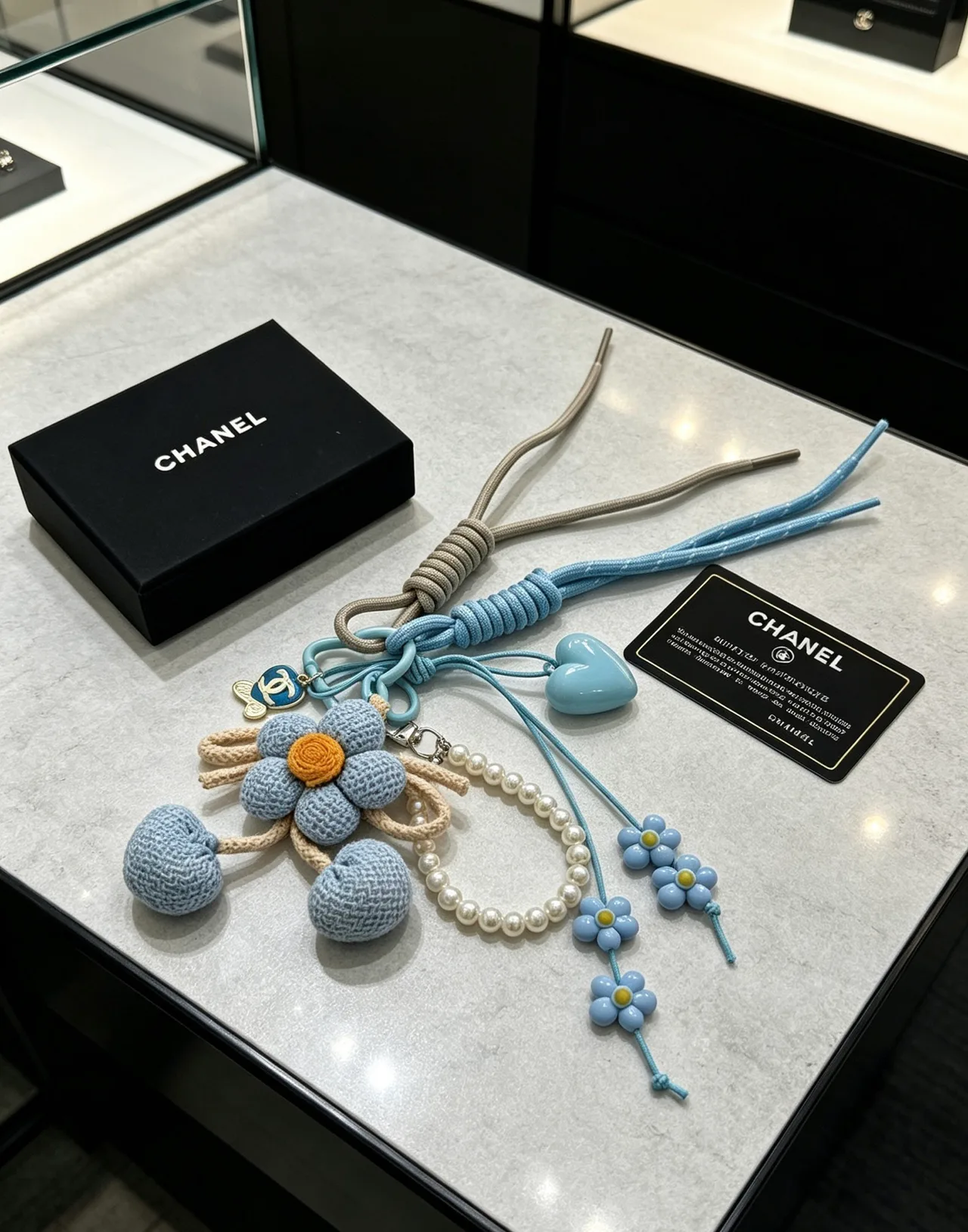 Chanel Smooth Flower Bag Charm in Blue · view 4