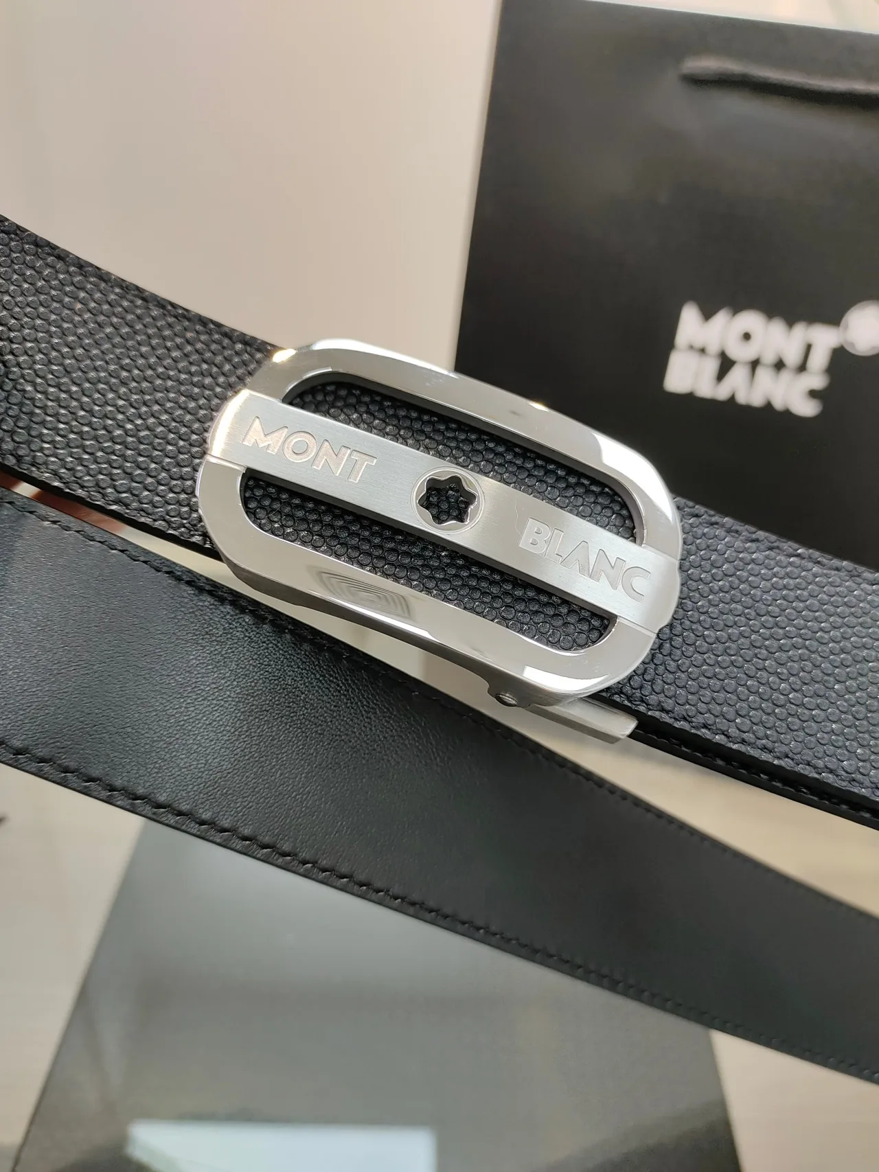 Montblanc Calfskin Belt in Black · view 5