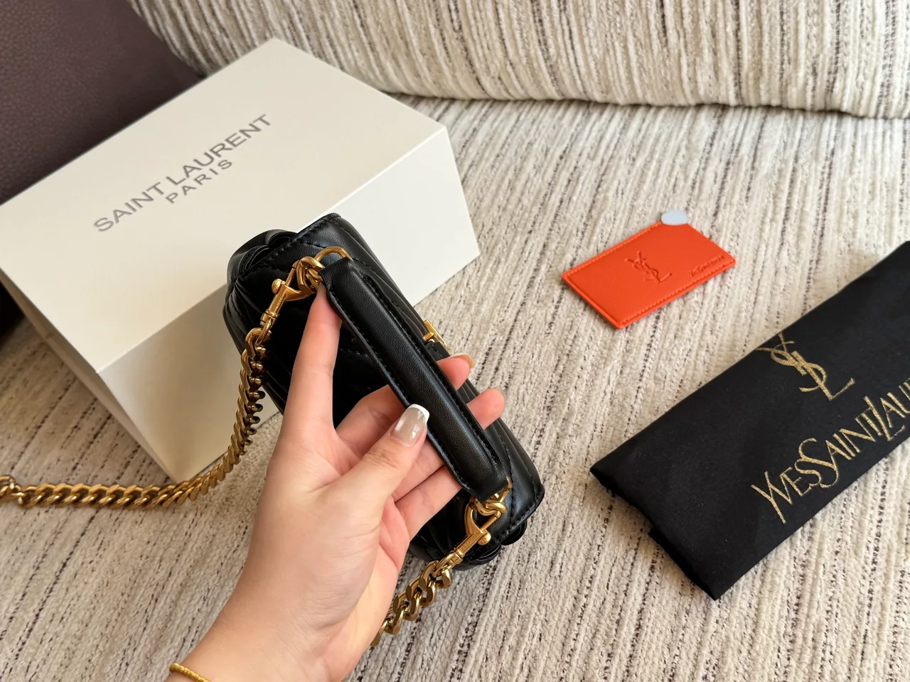 Saint Laurent Quilted Crossbody Bag in Black · view 4