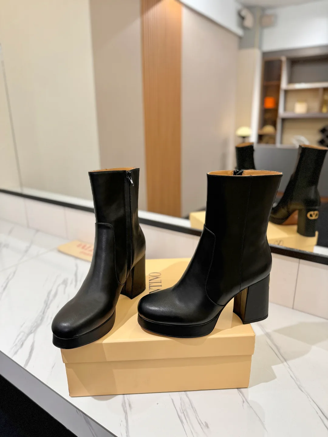 Valentino Cowhide Boots in Black · view 5