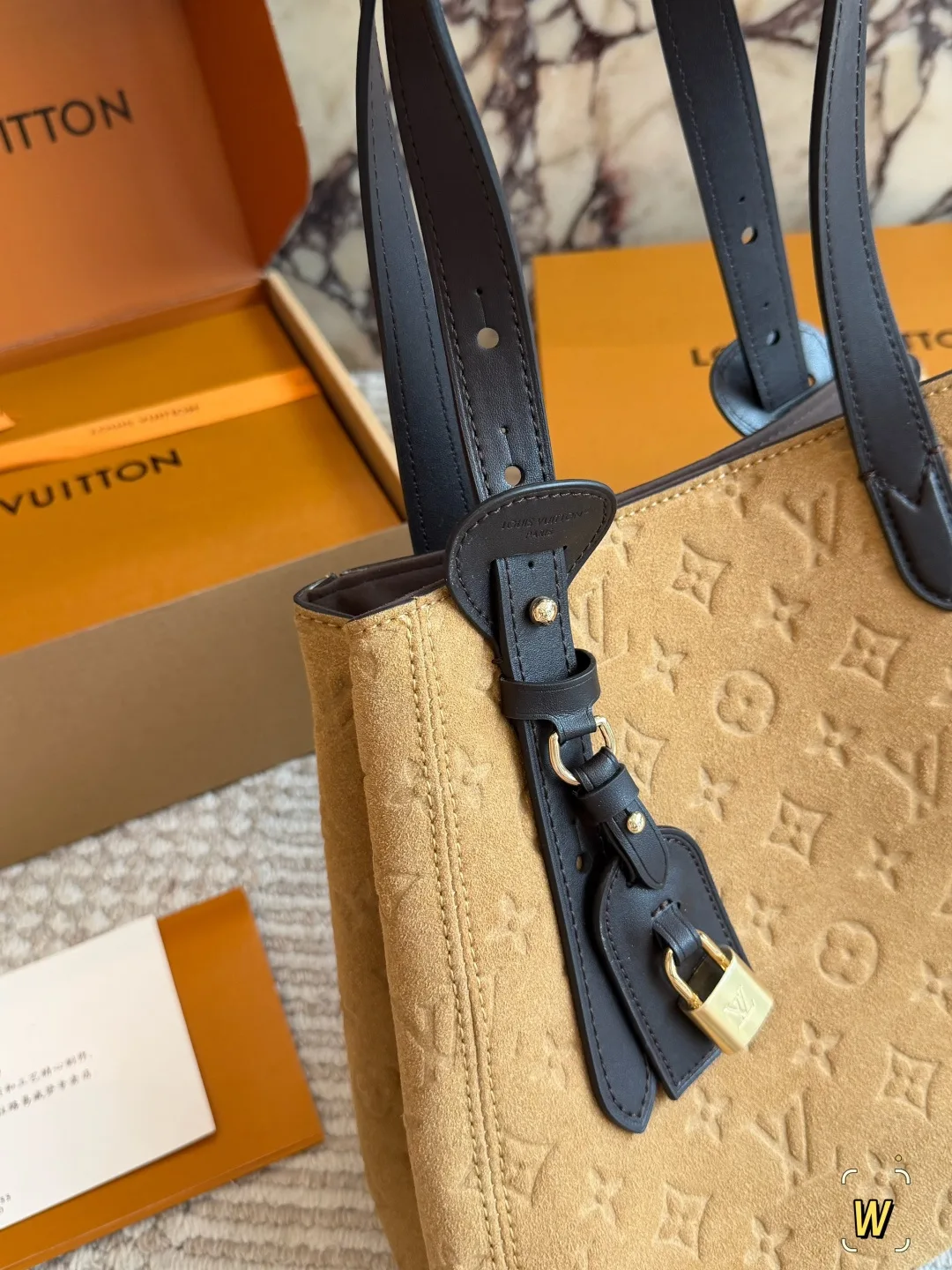 Louis Vuitton Suede Tote in Tan · view 6