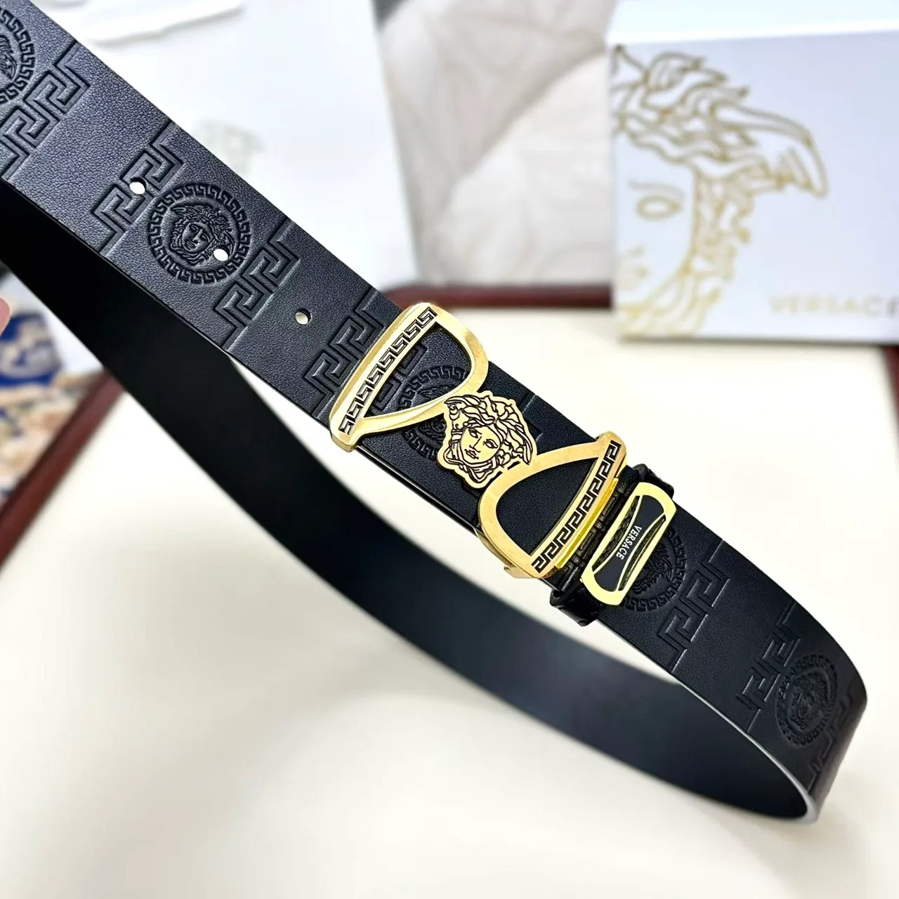 Versace Medusa Buckle Belt in Black · view 8