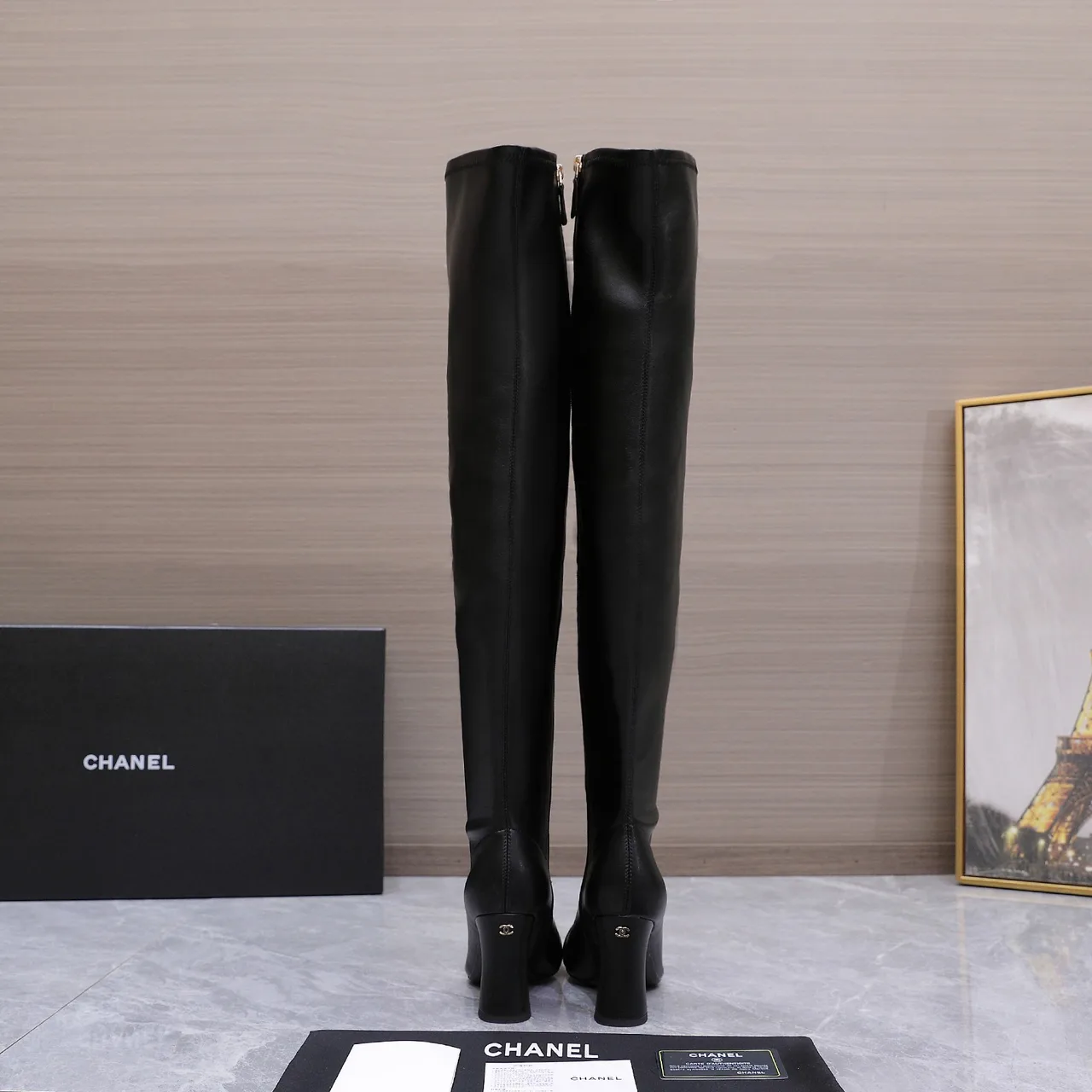 Chanel Cowhide Boots in Black · view 3