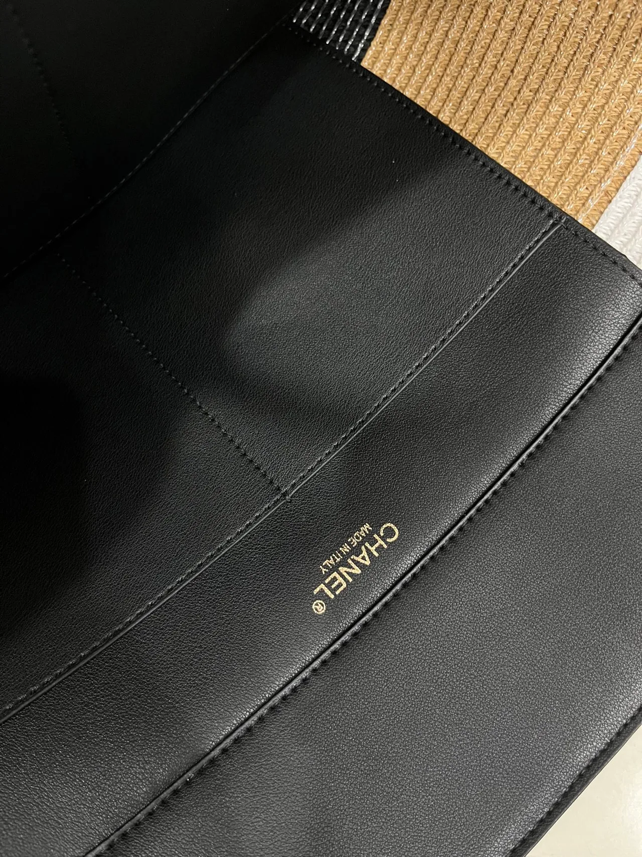 Chanel Calfskin Woven Tote in Beige · view 8