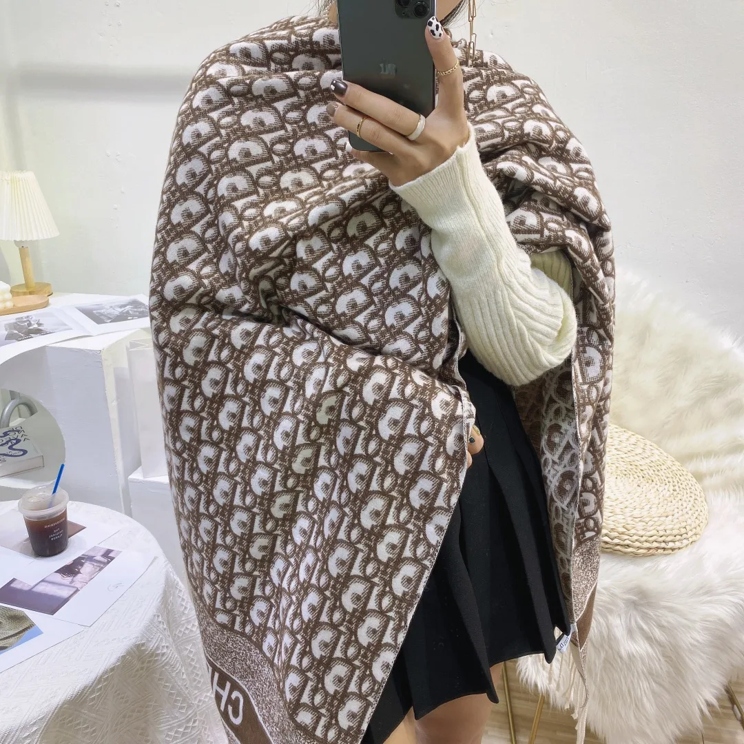 Dior Oblique Fringe Scarf in Brown / Red / Black / Grey · view 3