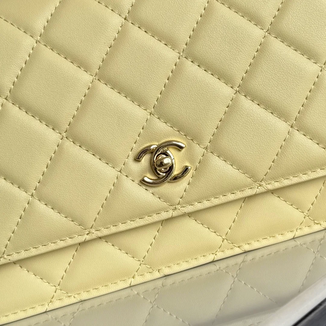Chanel Calfskin Quilted Clutch in Yellow · view 6