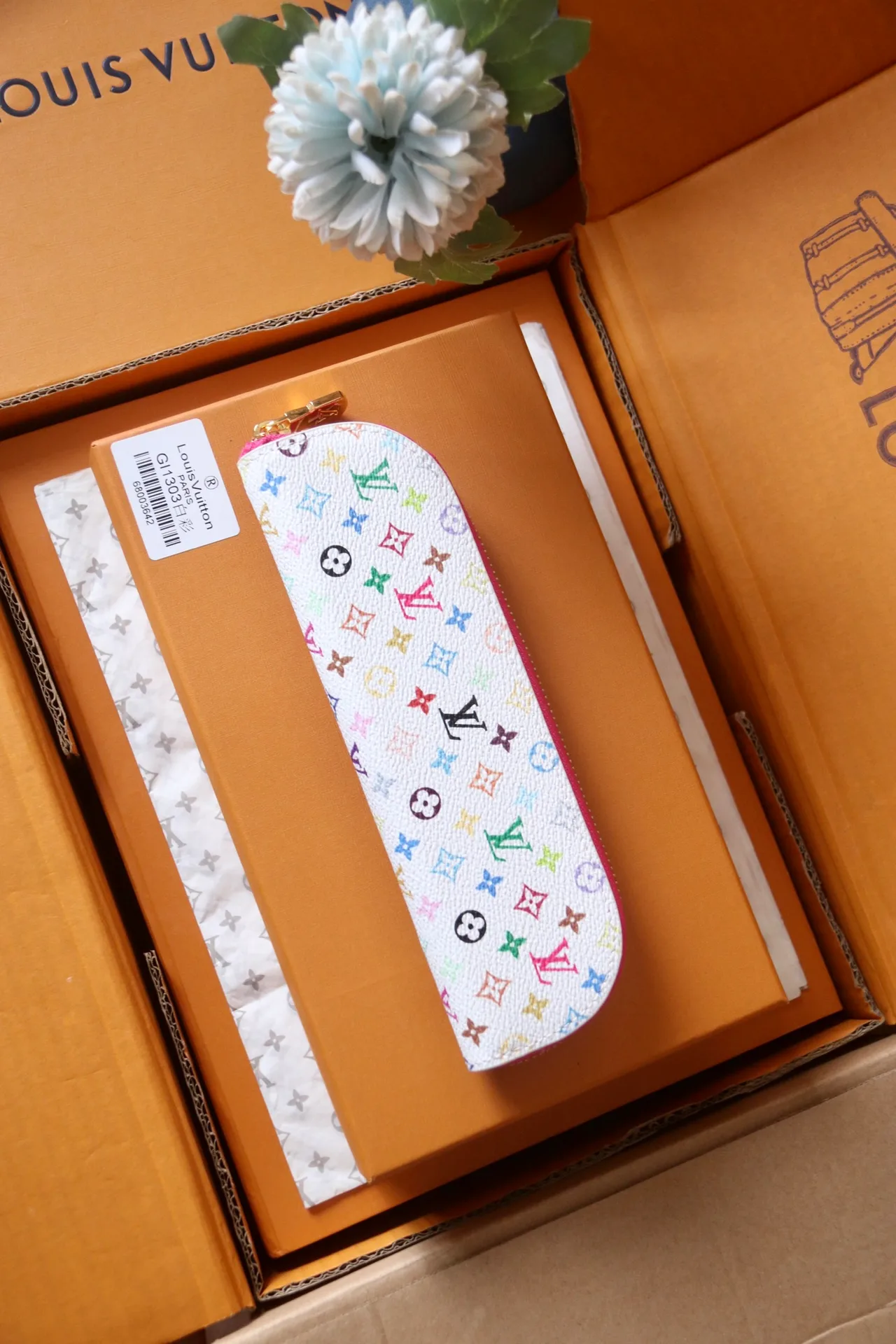 Louis Vuitton Canvas Smooth Pencil Case in White · view 8