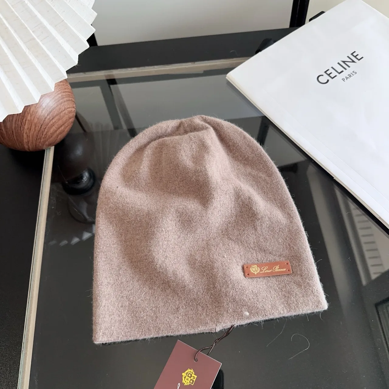 Celine Smooth Beanie in Brown · view 2