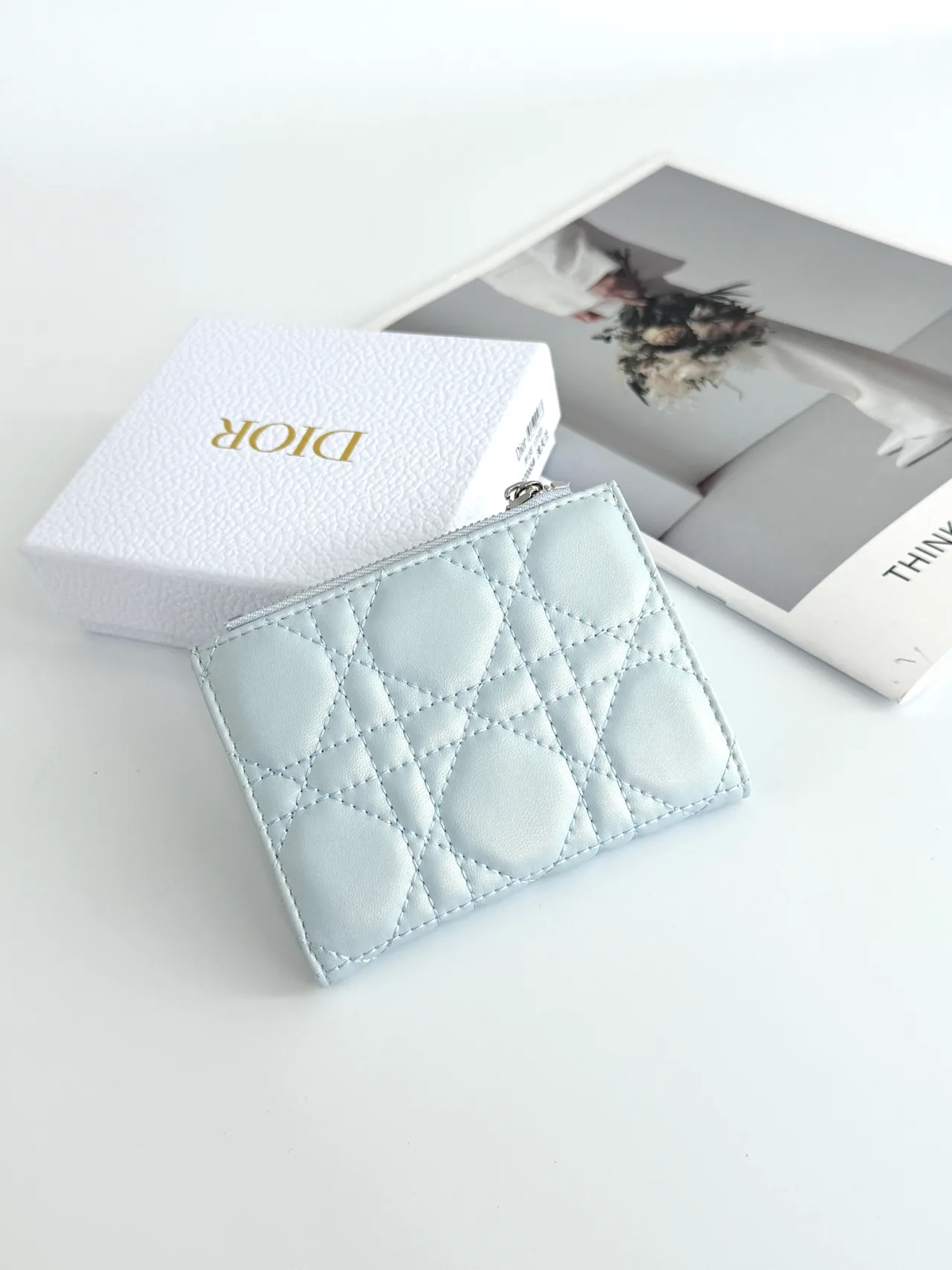 Dior Lambskin Quilted Wallet in Blue · view 2